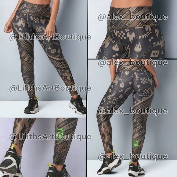 Zumba Fuego High Waisted Leggings Espresso Size XS (E041) - Picture 1 of 7